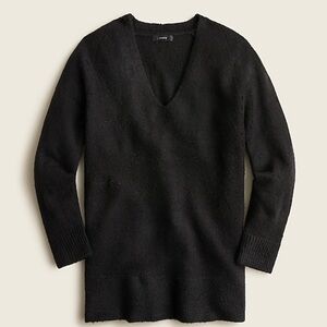 J crew stretch wool vneck tunic sweater black